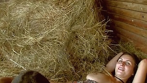 Nasty legal age teenager pair is having sizzling sexy sex at the haystack